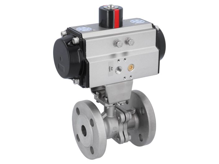 Ball valve ZP, DN20, with actuator-OE, SR65, Stainless steel 1.4408, PTFE-FKM, spring return