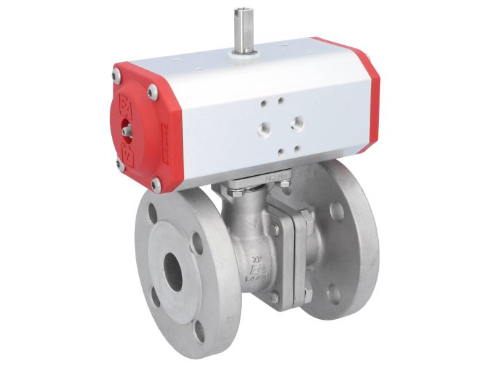 Ball valve ZP, DN25,with Drive-ED, DW55, stainless steel1.4408 / PTFE FKM, double-acting