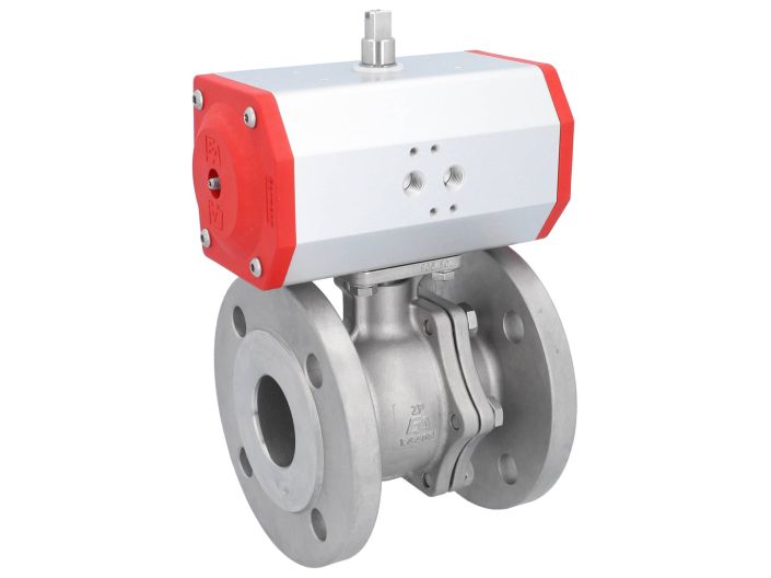 Ball valve ZP, DN50,with Drive-ED, DW70, stainless steel1.4408 / PTFE FKM, double-acting