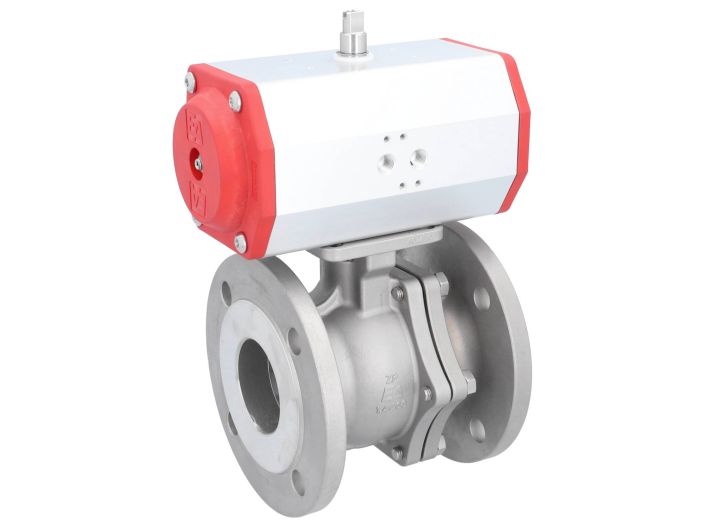 Ball valve ZP, DN65,with Drive-ED, DW85, stainless steel1.4408 / PTFE FKM, double-acting
