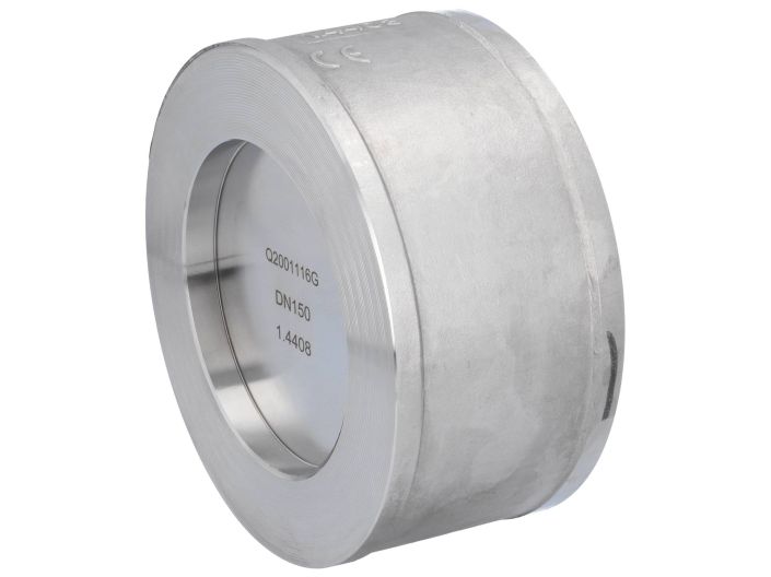 Disc check valve DN150, PN10-40, Stainless steel 1.4408 / FKM, max. 40bar