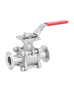 Kugelhahn, PN64, Edelstahl/PTFE-FKM 3-teilig, Clamp, hohlraumarm