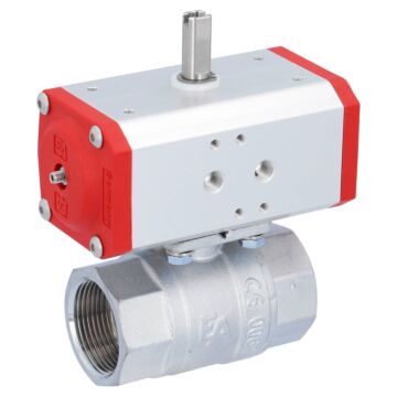 Kugelhahn KA 11/4", mit Antrieb ED43 Messing/PTFE-FKM, doppeltwirkend