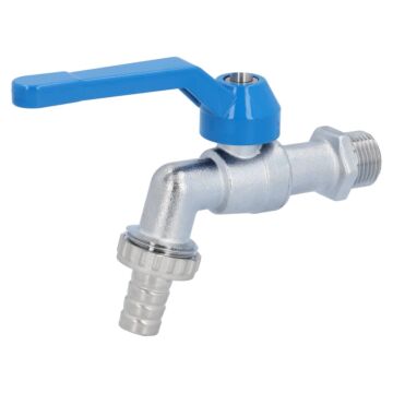 Kugelauslaufhahn 3/4", Ms/PTFE-FKM PN16, Außengewinde/Schlauchverschraubung