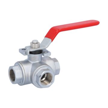 3-way ball valve 1/2 ", PN30, brass / PTFE FKM, T-bore, sealed on all