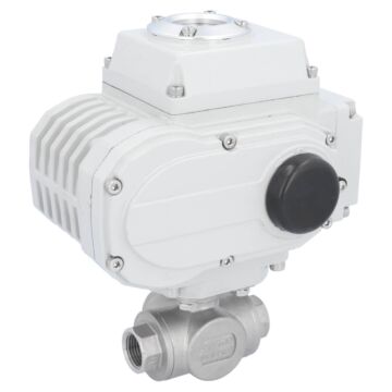 Kugelhahn-BD, 1/2", Antrieb LE05, voller Durchgang Ed./PTFE-FKM, T-Bohrung, 24V DC, Laufzeit 20sek
