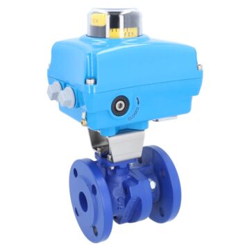Kugelhahn-TF, DN25, mit Antrieb-NE05 GGG-40/Ms-hartverchromt, PTFE/NBR, 24V DC, 10sek