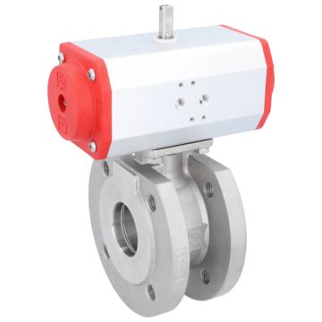 Ball valve ZK, DN50, with drive-ED, DW63, Stainless steel 1.4408 / PTFE FKM, double acting