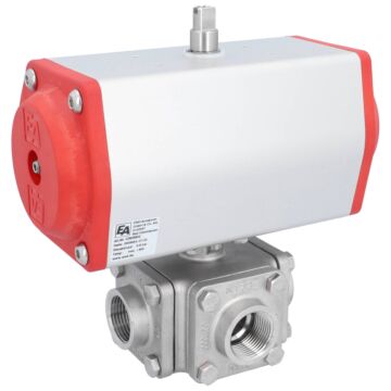 Kugelhahn-ZD, 1", m. Antrieb-EE, EW85 Ed1.4408/PTFE-FKM,L-Bohrung,federrückst.