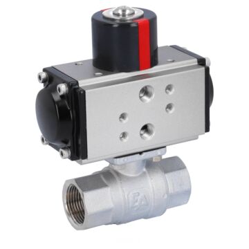 Kugelhahn KA 3/4", mit Antrieb OD32 Messing/PTFE-FKM, doppeltwirkend