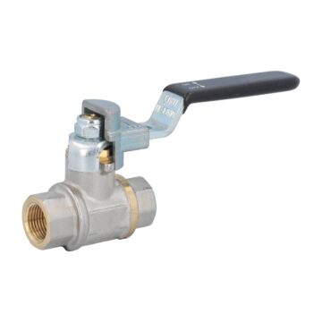 Kugelhahn 3/8", PN12, Ms/PTFE, mit Entleerung Innengewinde, voller Durchgang, Stahlhandhebel