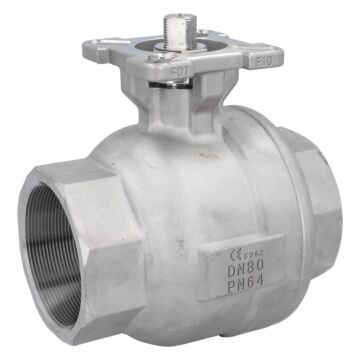 Kugelhahn 3", PN64, Edelst./PTFE-FKM Flanschplatte F07/F10, voller Durchgang