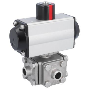 Ball valve-ZD, DN15, with actuator-OD, DA50, st. steel 1.4408/PTFE-FKM, L-bore, double acting