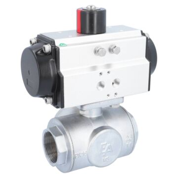 Kugelhahn-TN, 11/2", mit Antrieb-OD, DW65 Ms./PTFE-FKM, L-Bohrung, doppeltwirkend