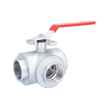 3-Wege Kugelhahn 2", PN16, Ms/PTFE-FKM T-Bohrung, allseitig dichtend