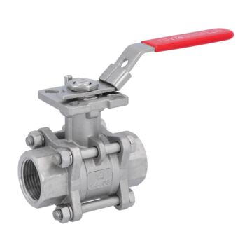 Kugelhahn, PN64, Edelstahl/PTFE-FKM 3-teilig, Innengewinde