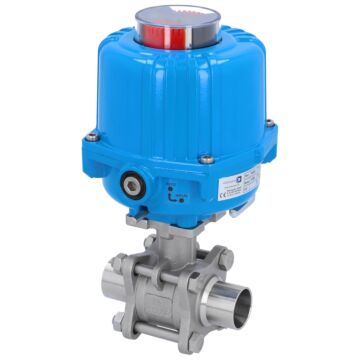 Kugelhahn-MA, DN25-Anschweißende, mit Antrieb-NE03 Edelstahl/PTFE-FKM, 230V 50Hz, Laufzeit 12sek.