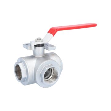 3-Wege Kugelhahn 11/2", PN16, Ms/PTFE-FKM L-Bohrung, allseitig dichtend