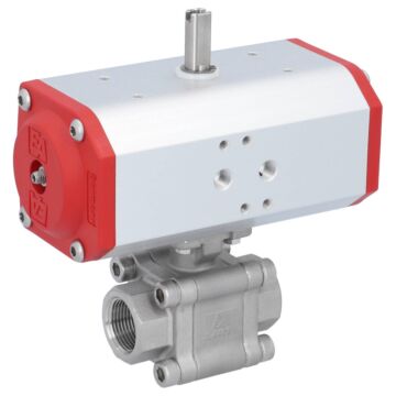 Kugelhahn ZH 3/4", mit Antrieb EE, EW55 Edelstahl/PTFE-FKM, federrückstellend