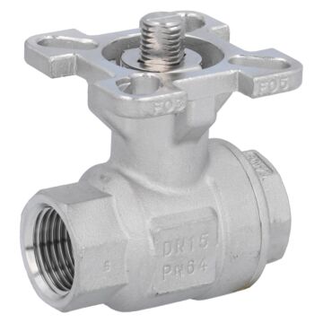 Kugelhahn 1/2", PN64, Edelst./PTFE-FKM Flanschplatte F03/F05, voller Durchgang