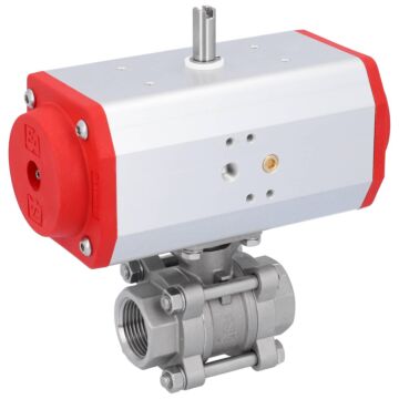 Kugelhahn, PN16, Antrieb EE, Edelstahl/PTFE-FKM Innengewinde, pneumatisch, federrückstellend