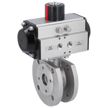Kompakt-Kugelhahn, PN16, Antrieb OD Edel./PTFE-FKM-Grafit, pneumatisch, doppeltwirkend