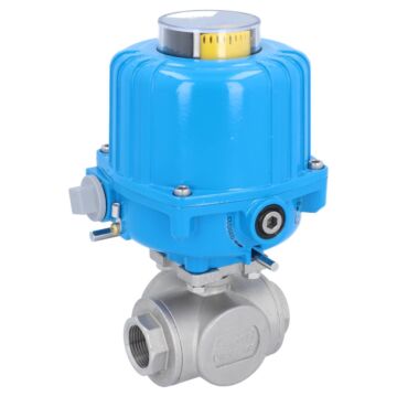 Ball valve BD, 3/4", actuator NE03, full bore st. st./PTFE-FKM, T-bore, 230V 50Hz, oper.time 12s