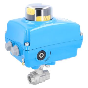 Ball valve-TO, 1/2 ", with drive-NE05, stainless steel/PTFE-FKM, 24V DC, running time app
