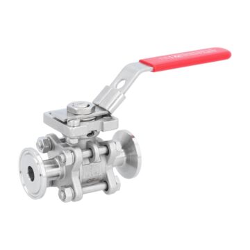 Kugelhahn DN10, PN63, 1.4408/PTFE-FKM, hohlraumarm Clamp nach DIN32676-Reihe A, ISO 5211, l=75mm