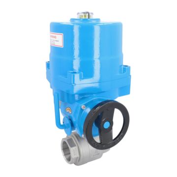 Ball valve-TO, 21.2 ", with drive-NE15, stainless steel/PTFE-FKM, 24V DC, Duration 20sec.
