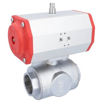 Kugelhahn-TN, 2", mit Antrieb-EE, EW85 Ms./PTFE-FKM, L-Bohrung, federrückstellend