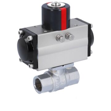 Kugelhahn KA 1/2", mit Antrieb OD32 Messing/PTFE-FKM, doppeltwirkend