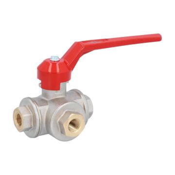 3-way ball valve 1/4 ", PN55, brass / PTFE-NBR T-bore, sealed on all