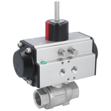 Kugelhahn BW 3/4", DVGW-W, Antrieb OE, EW50 Edelstahl/PTFE-EPDM, federrückstellend