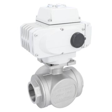 Ball valve BD, 2", actuator LE10, full bore st. st./PTFE-FKM, L-bore, 24V DC, oper. time 30sec