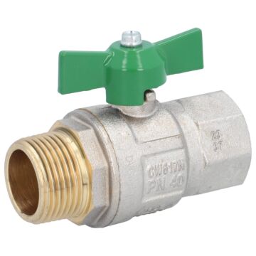 Ball valve 1 "F / M, DIN-DVGW W570, PN40, brass / , green for drinking water according to EN13828, but