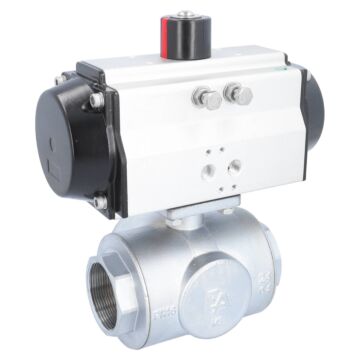 Kugelhahn-TN, 2", mit Antrieb-OE, EW85 Ms./PTFE-FKM, L-Bohrung, federrückstellend