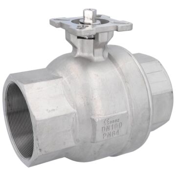 Kugelhahn 4", PN64, Edelst./PTFE-FKM Flanschplatte F07/F10, voller Durchgang