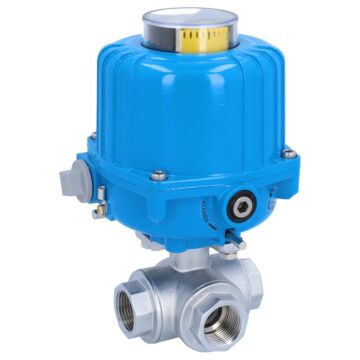 Kugelhahn-TN, 3/4", mit Antrieb-NE03 Ms./PTFE-FKM, L-Bohrung, 24V DC, Laufzeit 14sek