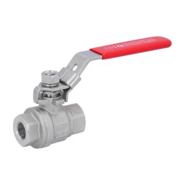 Ball valve 1/4" (ISO228), PN63, st.st. 1.4408/PTFE 2-piece, female thread, full bore., DIN3202-M3