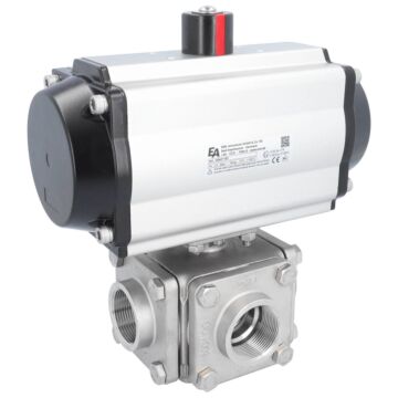 Ball valve ZD, 11/2", with actuator-OE, SR110, st. steel 1.4408/PTFE-FKM, L-bore, spring return