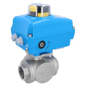 Ball valve BD, 11/4", actuator NE05, full bore st. st./PTFE-FKM, T-bore, 24V DC, oper. time 10sec
