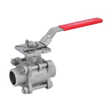 Kugelhahn, PN64, Edelstahl/PTFE-FKM 3-teilig, Anschweißende, hohlraumarm