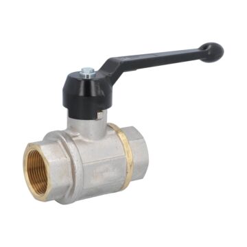 Ball valve 11/4 ", PN12, brass / PTFE, with drain, Female, full bore