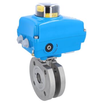 Ball valve ZK, DN32, with drive-NE05, stainless steel/PTFE-FKM, of voids, 230V 50Hz, wit