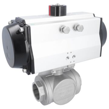 Ball valve BD, 2", with actuator-OE, SR125 Stainless steel/PTFE-FKM, L-bore, spring return