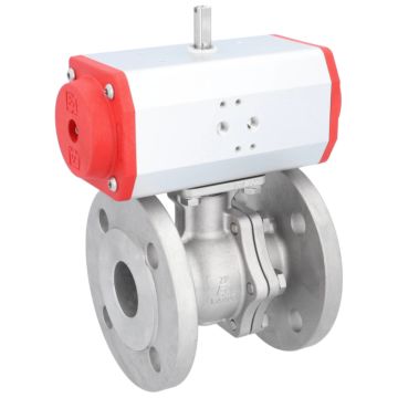 Ball valve ZP, DN40,with Drive-ED, DW63, stainless steel1.4408 / PTFE FKM, double-acting