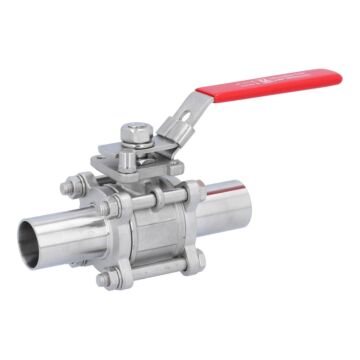Kugelhahn, PN63, Edelstahl/PTFE-PTFE 3-teilig, Anschweißende, hohlraumarm