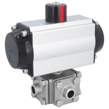 Ball valve-ZD, DN15, with actuator-OE, SR65, st. steel 1.4408/PTFE-FKM, L-bore, spring-return