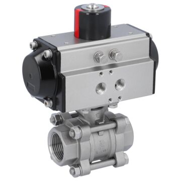 Kugelhahn, PN16, Antrieb OD, Edelstahl/PTFE-FKM Innengewinde, pneumatisch, doppeltwirkend